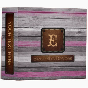 Wood Elegant Monogram Leather Look #11 Binder