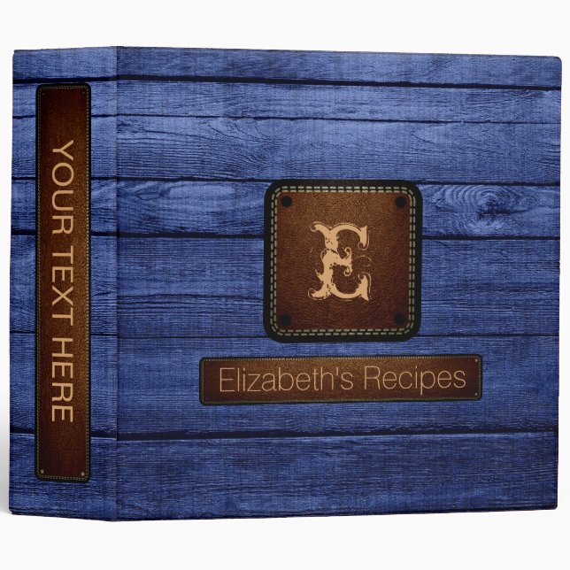 Wood Elegant Monogram Leather Look #19 Binder (Front/Spine)