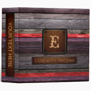 Wood Elegant Monogram Leather Look #2 Binder