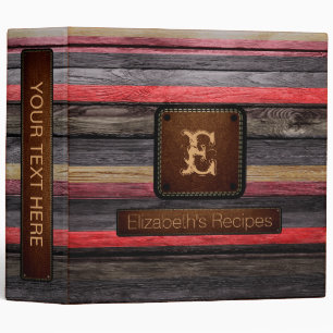 Wood Elegant Monogram Leather Look #6 Binder