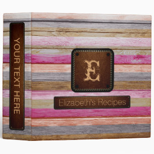 Wood Elegant Monogram Leather Look #8 Binder