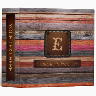 Wood Elegant Monogram Leather Look Binder