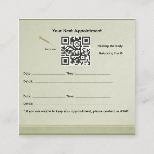 Wood Element  Acupuncture appointment card
