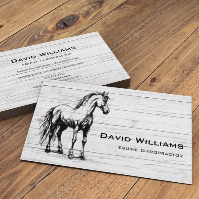 Wood Equine Chiropractor Physiotherapist  Business Card (Creator Uploaded)