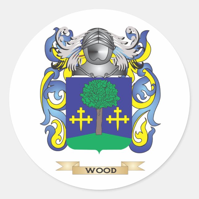 Wood Family Crest (Coat of Arms) Classic Round Sticker (Front)