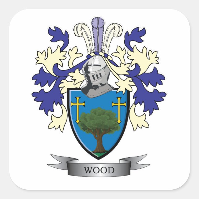 Wood Family Crest Coat of Arms Square Sticker (Front)