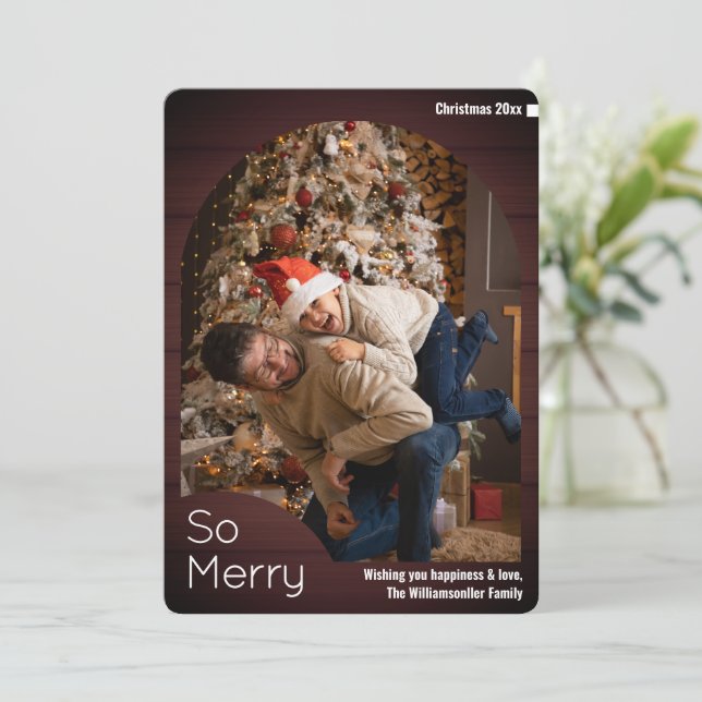 Wood Family Photo Christmas Holiday Card (Standing Front)