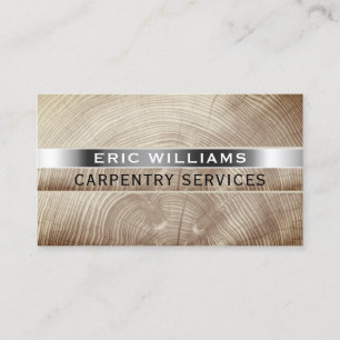 Wood faux texture silver stripe  business card