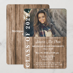 Wood Fence Custom Photo Graduate Invitation
