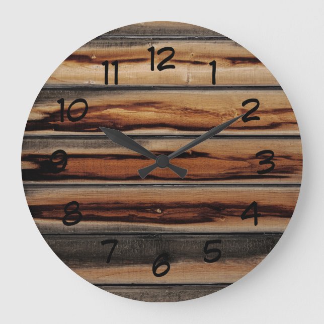 Wood Fence Texture Cool Unique Large Clock (Front)