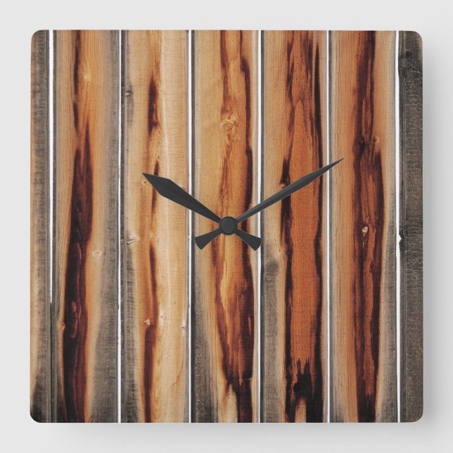 Wood Fence Texture Cool Unique Square Wall Clock (Front)