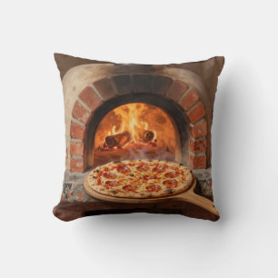 Wood-Fired Pepperoni Pizza Rustic Italian Throw Pillow