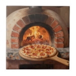 Wood-Fired Pepperoni Pizza Rustic Italian Tile<br><div class="desc">The irresistible aroma of a perfectly blistered wood-fired pizza straight from a traditional brick oven. This warm, painterly scene captures a golden, bubbly pepperoni pizza fresh from the flames, surrounded by glowing embers and rustic terracotta. Mouthwatering, cozy, and full of authentic Italian soul a true love letter to pizza passion....</div>
