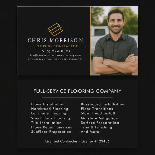 Wood Flooring Contractor Photo Business Card