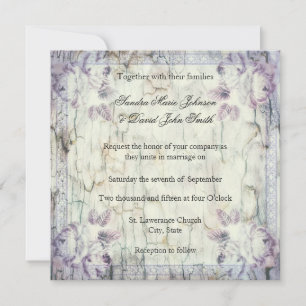 Wood Floral Wedding Invitation