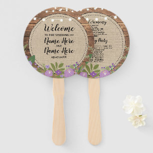 Wood Floral Wedding Programme Flowers Hand Fan