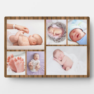 Wood Frame 6 Photo Collage Grid Newborn Baby 