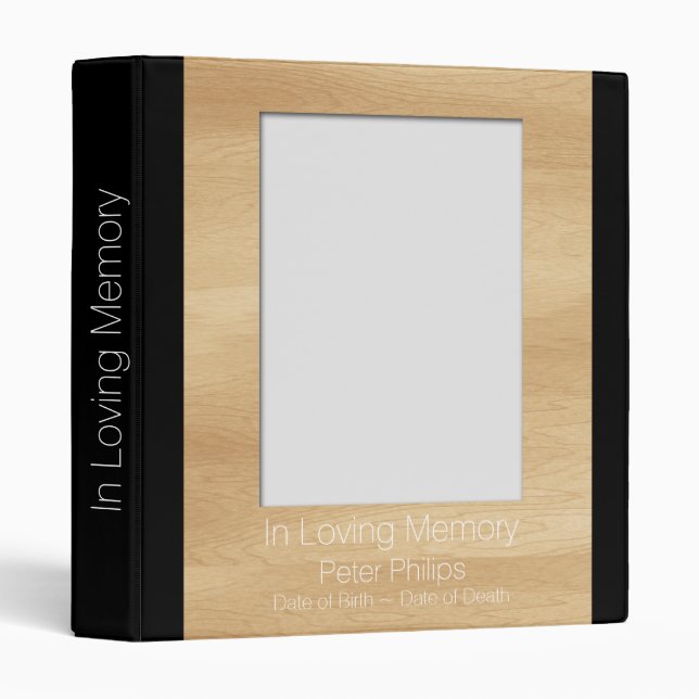 Wood Frame Template Funeral GuestBook Add Image Binder (Front/Spine)