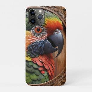 Wood Framed Australian Rainbow Lorikeet, iPhone 11 Pro Case