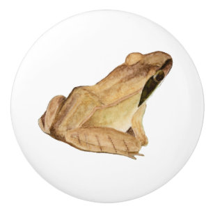 Wood Frog Ceramic Knob
