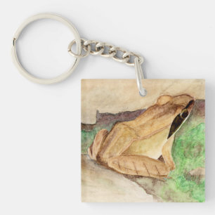 Wood Frog Watercolor Keychain