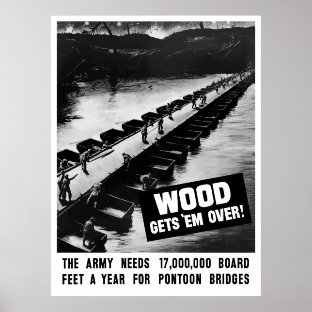 Wood Gets 'Em Over -- WW2 Poster (Front)