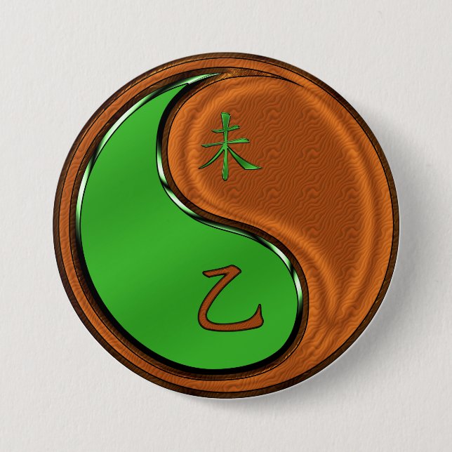 Wood Goat 3 Inch Round Button (Front)