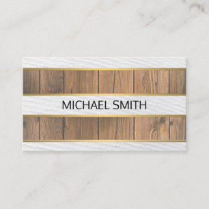 Wood Gold Trim Texture Stripes Business Card