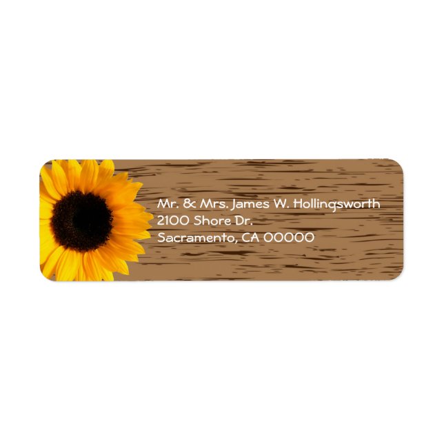 Wood Grain and Sunflower Adresse de retour personn (Devant)