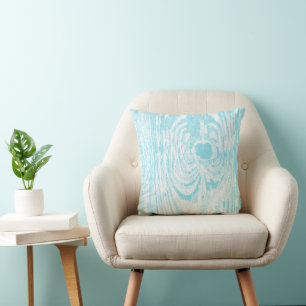 Wood Grain Aqua Pattern Pillow