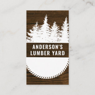 Wood Grain Background Trees and Circular Saw Business Card