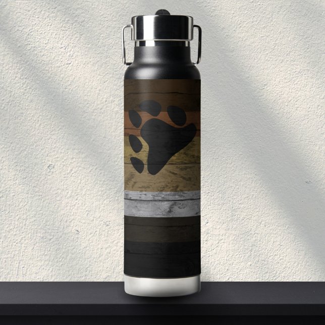 Wood Grain Bear Brotherhood Pride Flag  Water Bottle (Creator Uploaded)