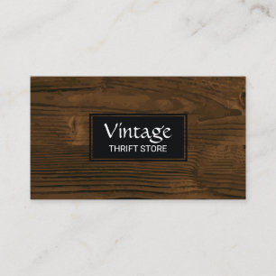 Wood Grain Black Frame Banner Business Card