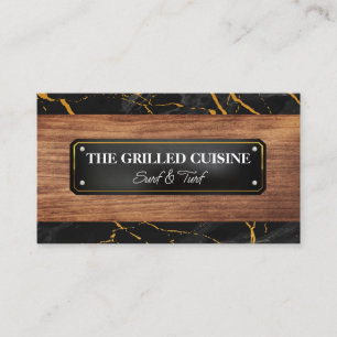 Wood Grain   Black Gold Marble   Lux Business Card