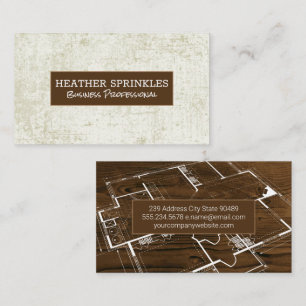 Wood Grain Blueprints Background Business Card
