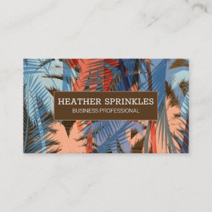Wood Grain Border   Palm Trees Business Card