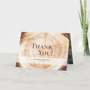 Wood Grain Custom Photo Rustic Wedding Thank you Card