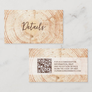 Wood Grain Details QR code Custom Rustic Wedding  Enclosure Card