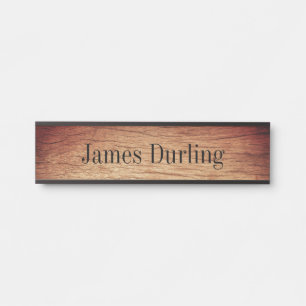 Wood Grain Effect Desk Hanging Wall Nameplate