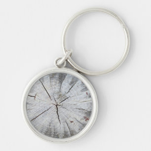 Wood Grain Grey Pine Tree Stump Photo Art 1 Keychain
