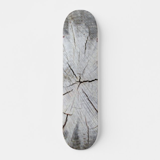 Wood Grain Grey Pine Tree Stump Photo Art 1 Skateboard (Front)