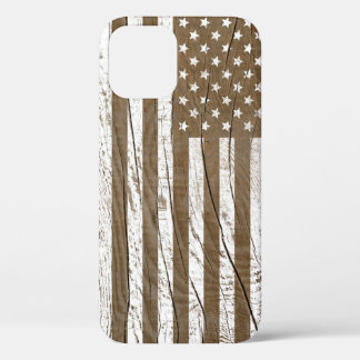 Wood Grain Grunge American Flag iPhone 12 Case
