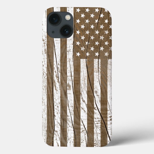 Wood Grain Grunge American Flag Case-Mate iPhone Case (Back)