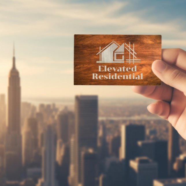 Wood Grain Home Logo Business Card (Creator Uploaded)