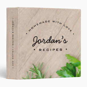 Wood Grain Homemade with love Custom Recipe Binder
