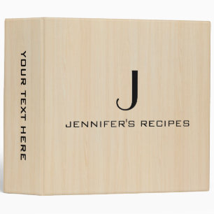 Wood Grain Kitchen Cooking Monogram Binder