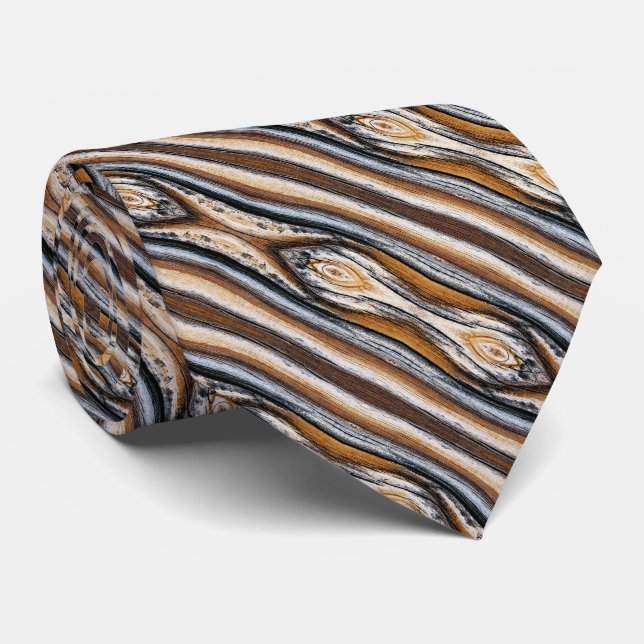 Wood Grain Knot Pattern Tie (Rolled)