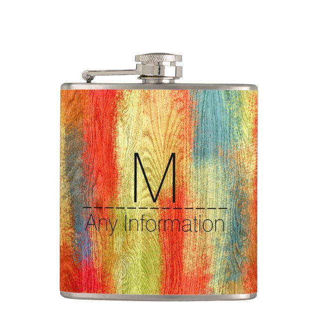 Wood Grain Modern Abstract Art Hip Flask (Front)