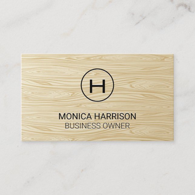 Wood Grain | Monogram Business Card (Front)