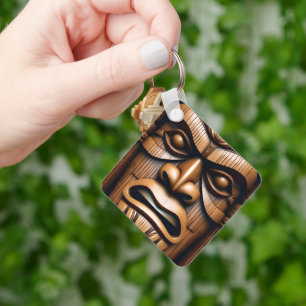 Wood Grain New Zealand Tiki,  Keychain